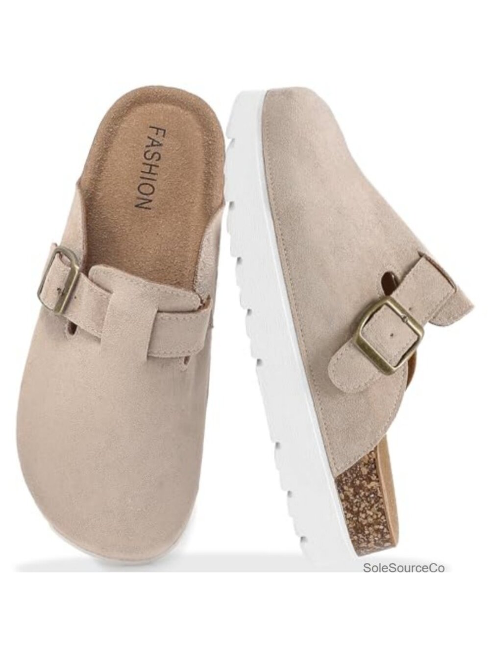 Suede Platform Clogs Memory Foam Mules Arch Support Cork Footbed Adjustable